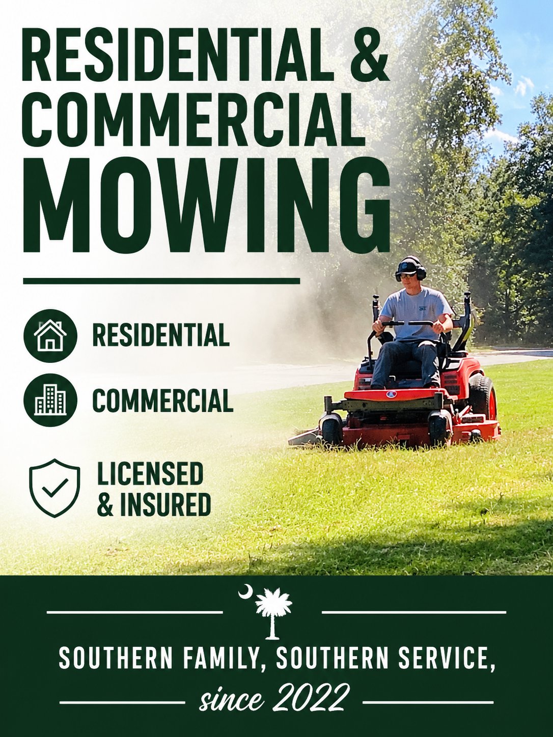 Zero-turn mower cutting a large residential lawn